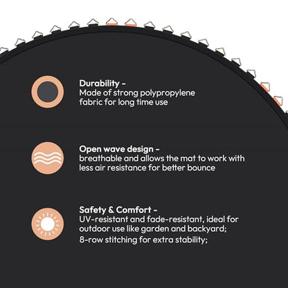AW Trampoline Mat & Pad Replacement Kit w/ 72V-Ring for 14ft Round - size: 14FT Mat Only