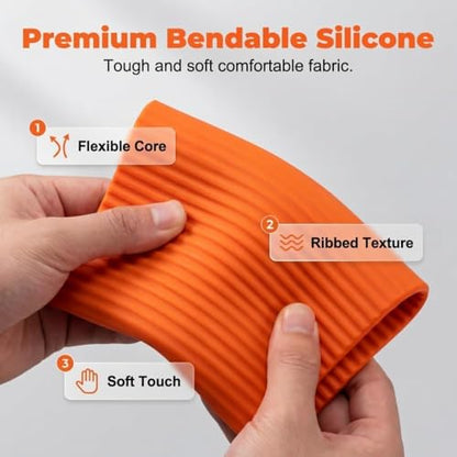 2PCS Portable Foldable Silicone Aluminum Phone Holder, 2026 New Flexible Silicone Phone Stand, Airplane Phone Holder for Tablet Laptop Desk Travel Non-Slip Bed Office Treadmill