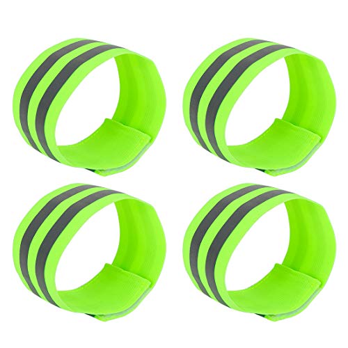 X AUTOHAUX 4pcs Reflective Bands for Arm High Visibility Night Cycling Riding Reflector Tape Straps Bracelet - color: Green
