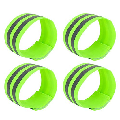 X AUTOHAUX 4pcs Reflective Bands for Arm High Visibility Night Cycling Riding Reflector Tape Straps Bracelet - color: Green