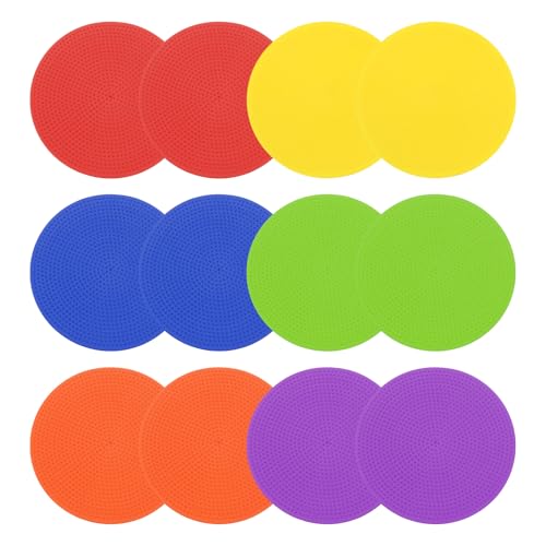 PATIKIL Poly Spot Markers, Rubber Floor Dots with Storage Bag Flat Agility Cones for Sports Training - color: Mixed Color, size: 6 Inch
