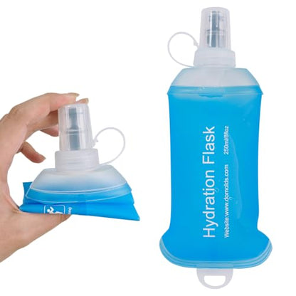 250ml Soft Flask, TPU Collapsible Soft Water Bottle for Hydration Pack, Running Vest, Leak-Proof Folding Water Bottle for Hiking Cycling Climbing Jogging- 1Pcs, Blue - color: 250ML Blue