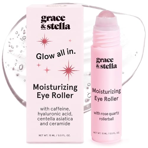 grace & stella Under Eye Brightener with Rose Quartz Rollerball - color: Moisturizing Eye Serum with Rose Quartz Ball
