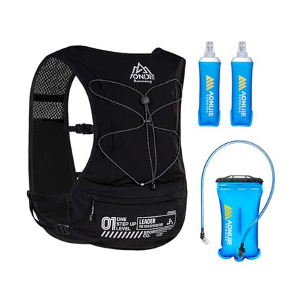 BlueField Running Hydration Backpack Vest for Women and Men 5L Lightweight Trail Runing Hydration Vest Pack Backpack for Running, Cycling, Climb - color: Black with 2*500ML+1.5L