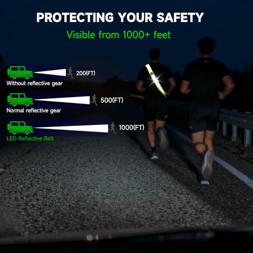 LED Reflective Belt Sash Gear, Reflective Running Gear for Night Walking