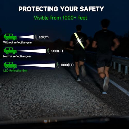 LED Reflective Belt Sash Gear, Reflective Running Gear for Night Walking