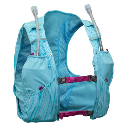 Nathan Pinnacle Hydration Running Vest Backpack for Trail Running & Marathon with Soft Flasks, Lightweight Water-Resistant Race Vest - color: Caribbean Blue/Magenta, size: X-Large