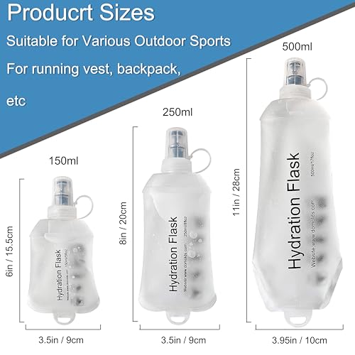 CLINTT 250ml Soft Flask, Foldable Running Water Bottle, TPU Folding Soft Water Flask, BPA-Free Collapsible Flask for Hydration Pack Running Vest, Cycling, Climbing, Hiking - 1Pcs, White - color: 250ml white