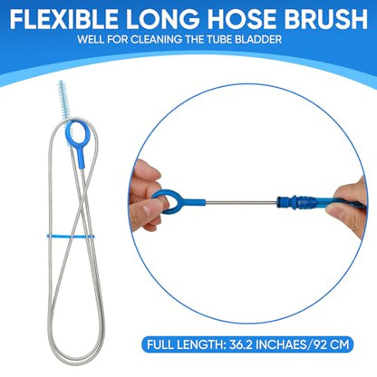 Water Bladder Cleaning Kit, Includes Tube Brushes, Small Bite Valve Brush, Big Brush, Hanger Works with All Hydration Bladders - color: Blue