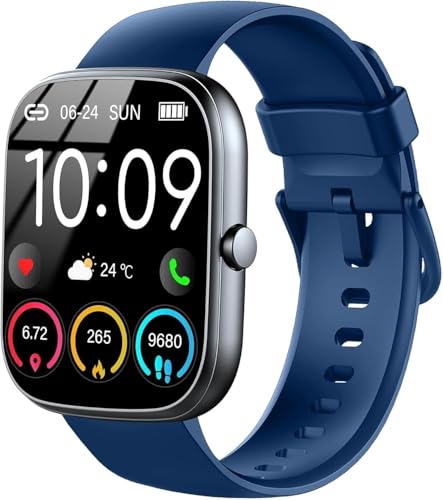 Jugeman Smart Watch for Men Women, Answer/Make Calls, Fitness Watch with Heart Rate Sleep Monitor - color: Deep Blue