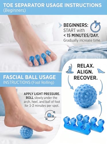 4-Piece Toe Spreaders and Foot Massage Ball Kit - color: Blue