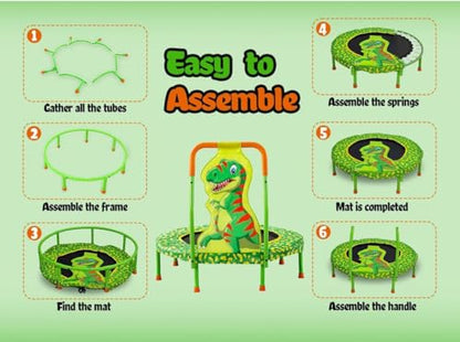 No-Gap 36" Mini Trampoline Toddler Trampoline with Handle for Kids, 36 inch Indoor Garden Small Kid Trampoline Baby Trampolines with Super Safe Cover for Toddlers Ages 2 to 5 - color: Green