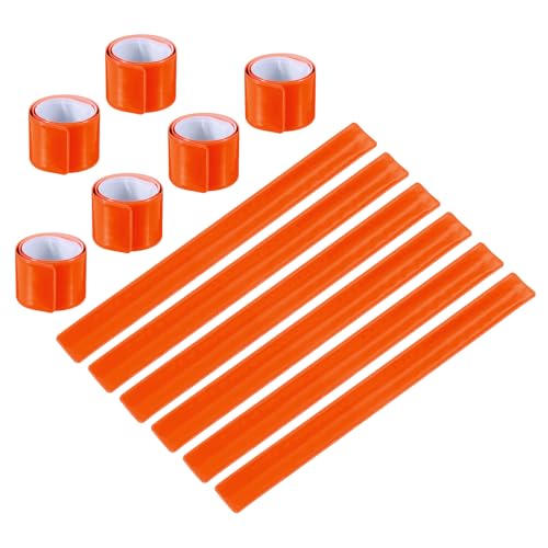 PATIKIL Reflective Slap Bands, Reflector Band Snap Bracelet Armbands High Visibility Safety Reflectors Wrist Strap Strips for Night Jogging Cycling Running Hiking - color: Orange