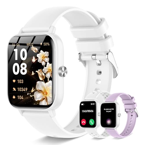 Smart Watch for Women Men (Answer/Make Call), Fitness Tracker, 1.83" HD Screen with 24-Hour Heart Rate/Sleep Monitor, IP68 Waterproof, 130+ Sports Modes, Smartwatch for Android iOS, White - color: White