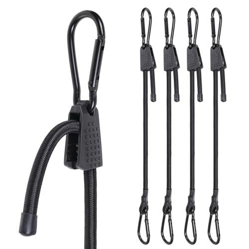 EXVITAL Adjustable Bungee Cords with Hook 36" Elastic Carabiner Bungee Cord Heavy Duty Bungee Straps for Outdoor Camping, Tents, Cargo 4PCS Black - size: 36"-4pcs