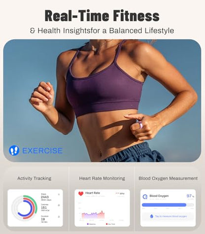 AI Smart Ring for Women Men, Health Ring with AI Health Analysis - color: Lavender Pink, size: 8#