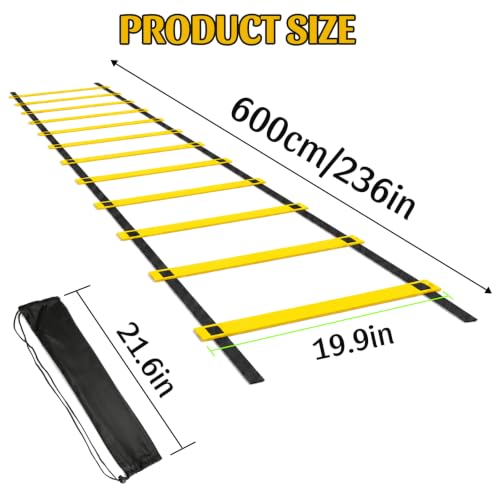 20ft Adjustable Agility Ladder, Training Rope Ladder Speed Ladder for Soccer Basketball Football