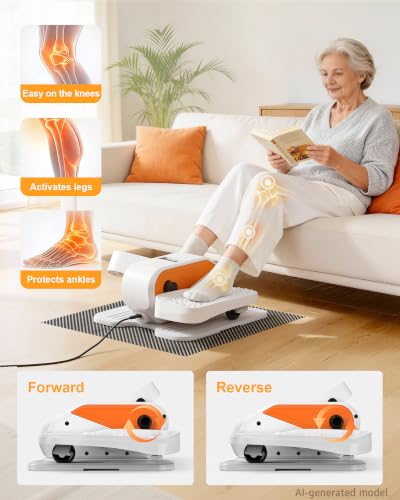 Under Desk Elliptical Mini Electric Leg Exerciser While Sitting for Seniors - color: White