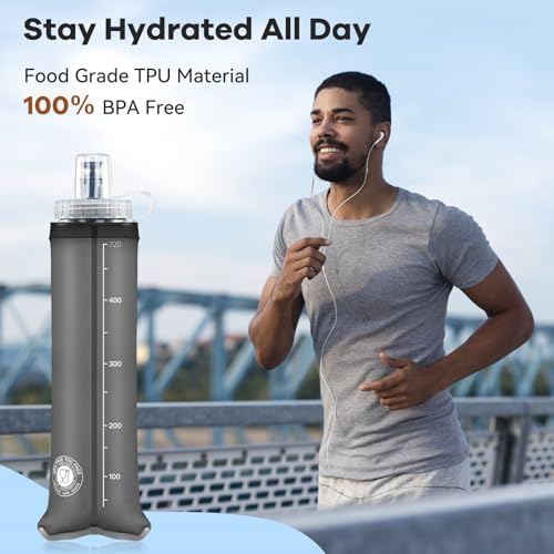 WEMEET 2Pack Soft Flask, 8.5oz Collapsible Soft Water Bottle, 250ml Foldable TPU Bottles for Hydration Pack BPA-Free, Running Lightweight Water Bottle for Hiking Cycling Climbing Running - style: 250ml