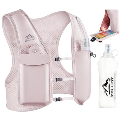 Zelvot Running Vest for Women Men, Touchscreen Phone Pocket - color: Pink, size: Large-X-Large