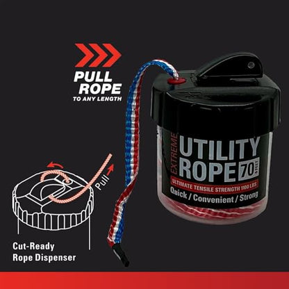 Rapid Rope Canister, 70ft Patriot Tactical Paracord, 1100lb Test, USA Made - size: 70ft, style: Patriot
