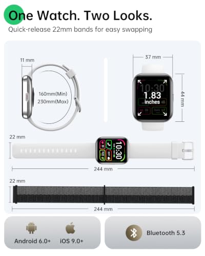 WMK Smart Watch for Android Phones & iPhones, Fitness Watches for Women Men - color: Silver White