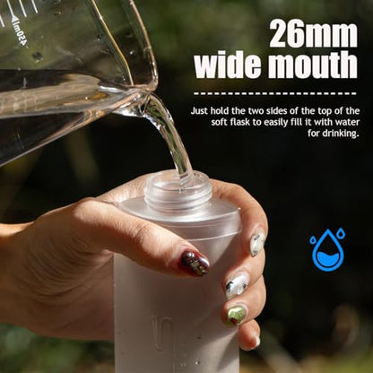 WRELS TPU Collapsible Soft Flask,Lightweight PBA Free Folding Running Water Bottles,Leakproof Durable Hydration Flask for Outdoors (250ml/8.45oz-2 Packs-White) - color: 250ml/8.45oz-2 Packs-White