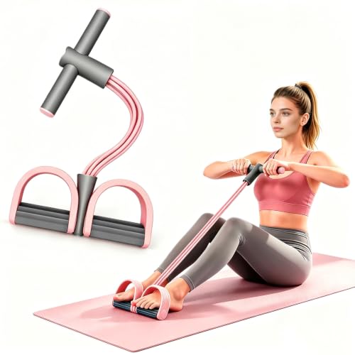 Pedal Resistance Band with Handle - size: 6 Levels（Pink ）