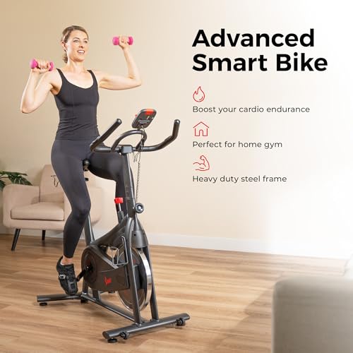 Sunny Health & Fitness Smart Indoor Cycling Bike for Home Cardio Exercise