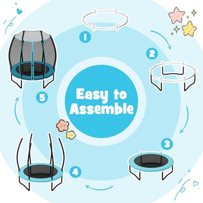GYMAX Trampoline for Kids, 55” ASTM Approved Toddler Trampoline with All Round Enclosure Net, Safety Pad & Large Access, Indoor/Outdoor Mini Kids Rebounder for Backyard Apartment