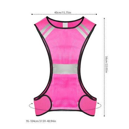 MioCloth High Visibility Reflective Running Vest with Pocket, Breathable Mesh Safety Vest, Unisex Cycling Jogging Night Gear - color: Pink