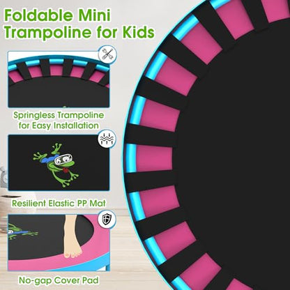 36’’ Mini Trampoline for Kids, 3FT Toddler Trampoline with Handle, Foldable Kids Trampoline Indoor/Outdoor for Toddlers Ages 3-6, Small Fitness Rebounder Trampoline, Easy Storage