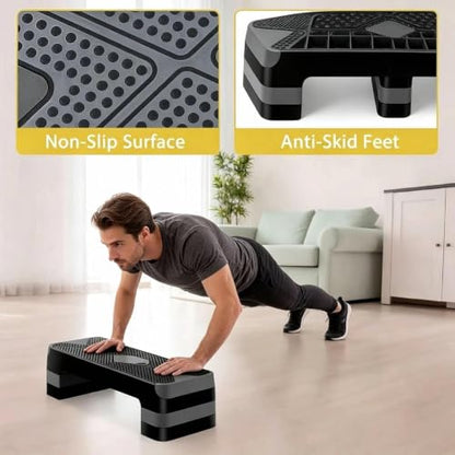 ZENY 26.5 inch Aerobic Step Platform with 4 Step Risers, 400 lbs Capacity - color: Grey
