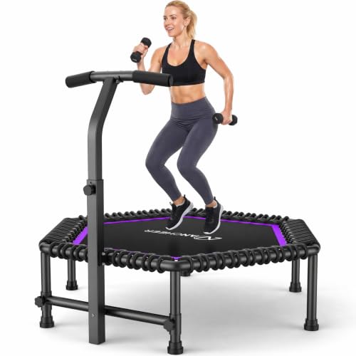 ANCHEER 50" Trampoline - Rebounder Trampoline for Adults with Bungees - color: Pro-Purple