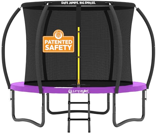 Jumpzylla Outdoor Trampoline with Net for Kids 8FT 10FT 12FT 14FT 15FT 16FT - color: Purple, size: 8FT