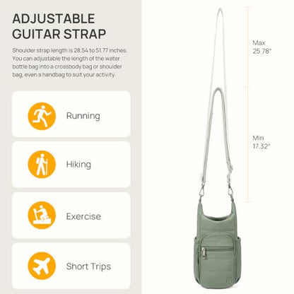 Telena Water Bottle Holder with Strap RFID Crossbody Bags for Women - color: Antique Green