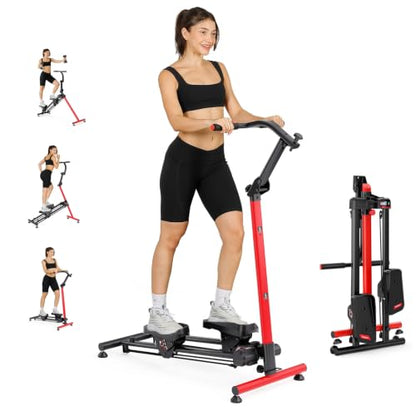 YOLEO Adjustable Resistance Stair Stepper, 3-Mode Folding Stairmaster,660LB - color: V2.0 Ski Machine