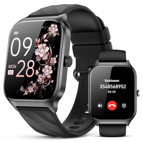 Smart Watch for Women Men,(Answer/Make Call) 1.83'' Fitness Activity Tracker Smartwatch for Android iPhone iOS Compatible,IP68 Waterproof Step Counter Watch with Sleep Monitor, 2 Traps - color: Jet Black