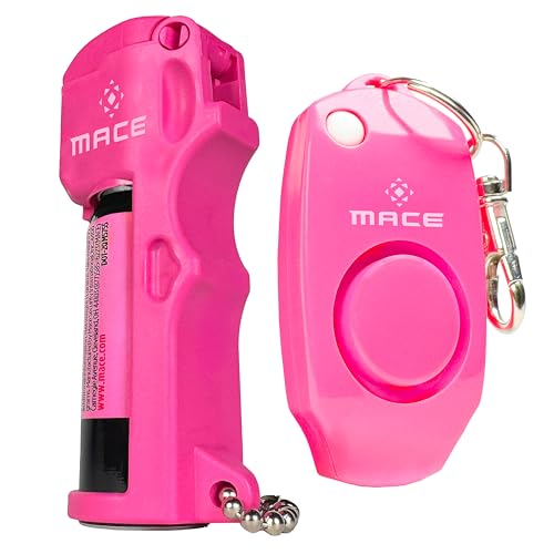 Mace Personal Safety Alarm & Mace Pepper Spray Kit - Loud 130db Siren with Built in Emergency Whistle, 10 Feet Range Pocket Model (0.42 oz) Self Defense Pepper Spray for Women & Men - color: Pink