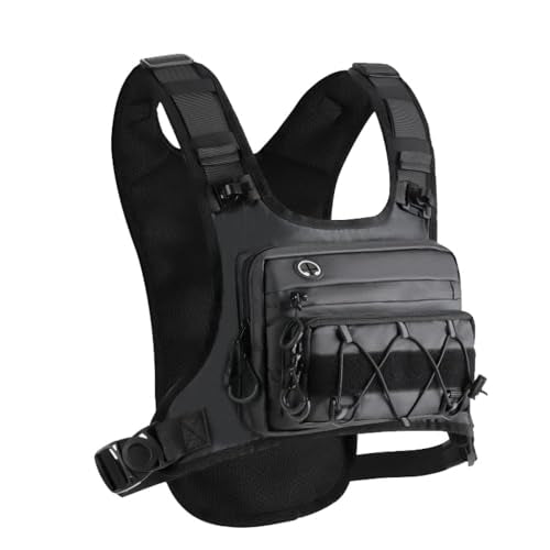Azarxis Tractical Chest Holster Bag for Men Women, Waterproof Running Pack Hydration Backpack Adjustable for Fishing Cycling Hiking Marathon Jogging Trail Race (Black)