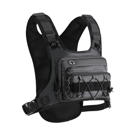 Azarxis Tractical Chest Holster Bag for Men Women, Waterproof Running Pack Hydration Backpack Adjustable for Fishing Cycling Hiking Marathon Jogging Trail Race (Black)