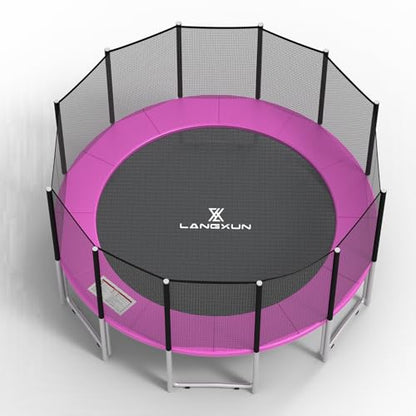 LANGXUN Universal Trampoline Repalcement Safety Pad, 8ft 10ft 12ft 14ft 15ft 16ft Waterproof Surround Spring Foam Cover for Round Frame - color: Pink, size: 12ft