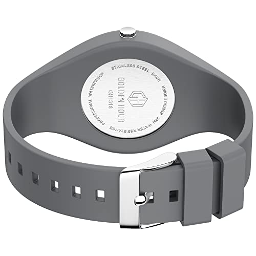 GOLDEN HOUR Waterproof Sports Analog Unisex Watches for Nurse Medical Professionals, Students - Military Time Glowing Easy to Read Dial, Jelly Silicone Strap - color: gray/white