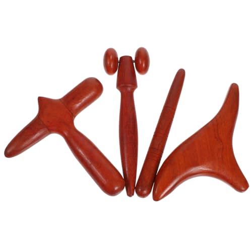Massage Tool Set 4-piece Self Massage Stick and Gua Sha Scraping Tool for Easy Grip Portable Therapy 5.31 X 5.03 X 0.55 in