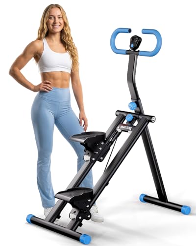 Stair Stepper for Home, Folding Stair Climber with LCD Monitor, Quiet Cardio Machine for Full Body Workout & Glute Training, 300LB Capacity - color: BLACK