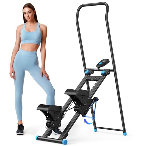 MERACH Stair Stepper with Adjustable Resistance, Foldable Stair Climber - color: Black