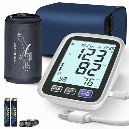 Blood Pressure Machine Upper Arm, 9-17 Inches Cuff Fits from Medium to Large Arms, Accurate Automatic Digital BP Kit Home Use, BP Monitor 2-User Mode, 4 AAA Alkaline Batteries Included - size: Medium/Large