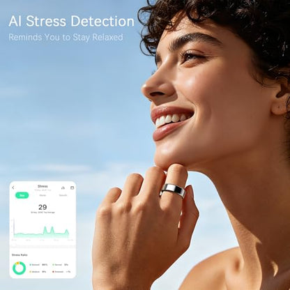 Smart Ring for Women & Men, Sleep Health Tracker, Silver 10 - color: Silver, size: 10