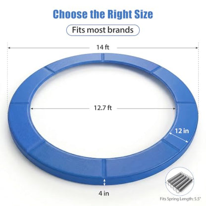 Trampoline Pad Replacement 10ft 12ft 14ft 15ft, Waterproof UV Resistant Trampoline Spring Cover, Round Frame Safety Pad with Thick Foam, Trampoline Replacement Parts & Accessorie - color: Blue, size: 14ft