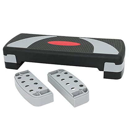 ZENY 31’’ Aerobic Step Platform, Workout Stepper with 4 Stable Risers - color: black-grey